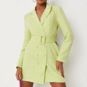 Missguided Lime Belted Blazer Dress